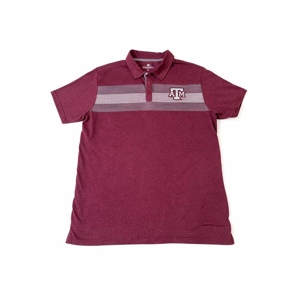 Colosseum Texas A&M Polo Shirt XL Maroon Striped NCAA Mens Aggies